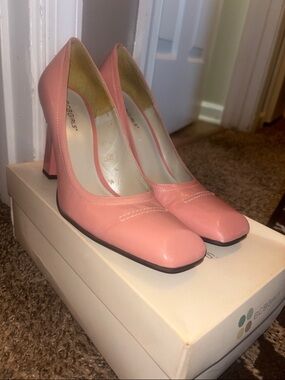 BCBGirls Coral Pink Block Heel Pumps